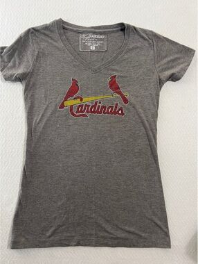 Wright & Ditson Cardinals Gray V-Neck T-Shirt Size Small